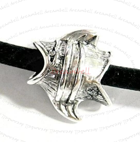 Sterling Silver FISH bead Tube 13mm for European Charm Bracelets