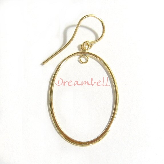 2x Vermeil Gold Sterling Silver EARRING CONNECTOR 34.5mm