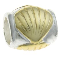 14k Real Gold Plated 925 Sterling Silver SEA SHELL Bead 9.2mm for European Charm Bracelets