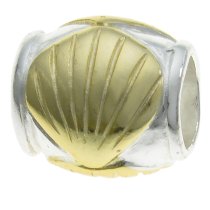 14k Real Gold Plated 925 Sterling Silver SEA SHELL Bead 9.2mm for European Charm Bracelets