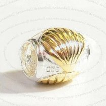 14k Real Gold Plated 925 Sterling Silver SEA SHELL Bead 9.2mm for European Charm Bracelets