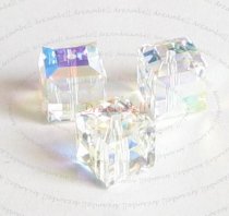 4x AB Swarovski Elements Crystal 5601 Clear Cube Bead 6mm