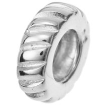 Bright Sterling Silver Twisted Round Bead for European Charm Bracelets 9.5mm