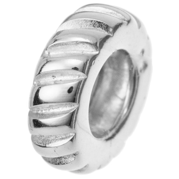Bright Sterling Silver Twisted Round Bead for European Charm Bracelets 9.5mm