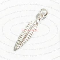 4x Bright Sterling silver LEAF dangle Charm 16mm