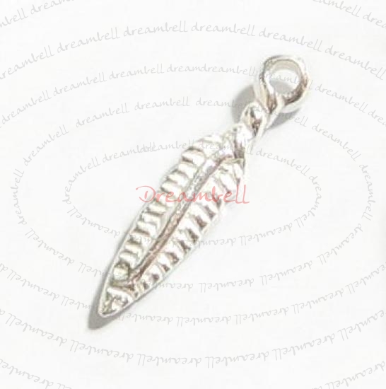 4x Bright Sterling silver LEAF dangle Charm 16mm