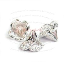 2x Sterling Silver Bead Flower Cone Cap 6.5m x 9mm