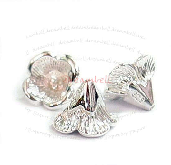 2x Sterling Silver Bead Flower Cone Cap 6.5m x 9mm