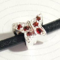 Sterling Silver BUTTERFLY Bead with Siam Red CZ crystal for European Charm Bracelets