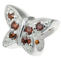Sterling Silver BUTTERFLY Bead with Siam Red CZ crystal for European Charm Bracelets