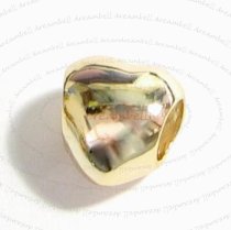 Gold Plated 925 Sterling Silver silver Puff Heart Bead 10mm for European Charm Bracelets