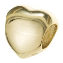 Gold Plated 925 Sterling Silver silver Puff Heart Bead 10mm for European Charm Bracelets