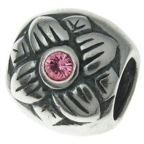 Sterling Silver Sun flower pink CZ crystal European Style Bead for European Charm Bracelets
