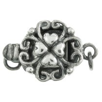 1x ANTIQUE STERLING SILVER HEART FLOWER 1-STRAND Pearl Box CLASP 14mm