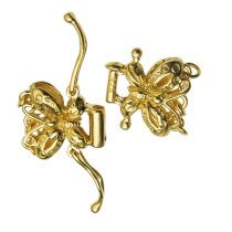 1 x 14K Real Gold plated over Sterling Silver Butterfly 3-strand clasp 25mm