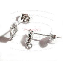 2x Sterling silver CZ Olive Stud Loop Post Earring wi clutches