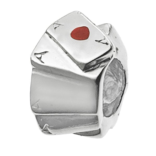 Sterling silver PLAY CARD ACE OF HEART Enamel Bead for European Charm Bracelets 11.6mm