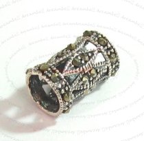Sterling Silver MARCASITE bead Tube 14mm for European Charm Bracelets