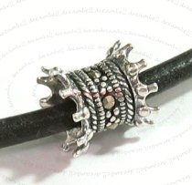 Sterling Silver MARCASITE bead Tube 9.5mm for European Charm Bracelets