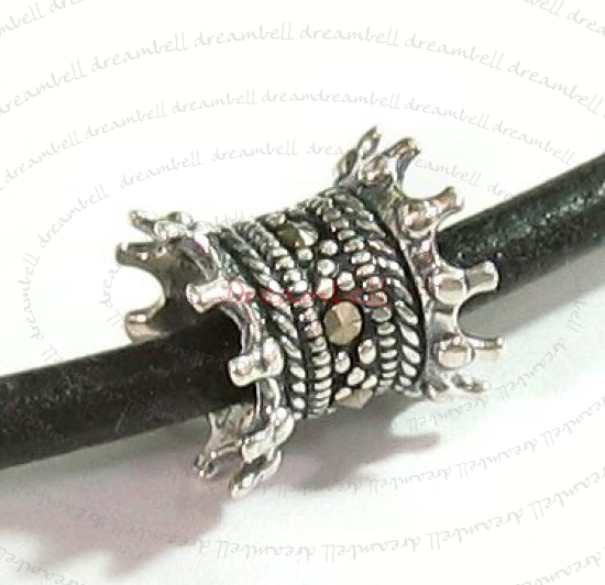 Sterling Silver MARCASITE bead Tube 9.5mm for European Charm Bracelets