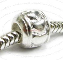 Bright Sterling Silver Love heart Bead Tube for European Charm Bracelets