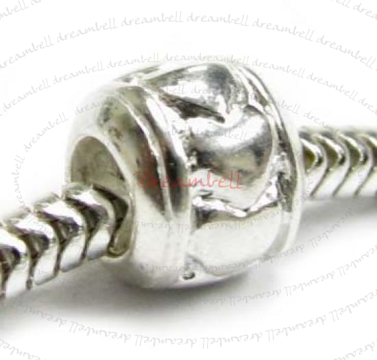 Bright Sterling Silver Love heart Bead Tube for European Charm Bracelets