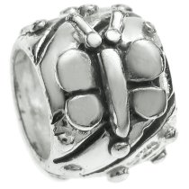 Sterling Silver Butterfly Dots Bead Tube for European Charm Bracelets