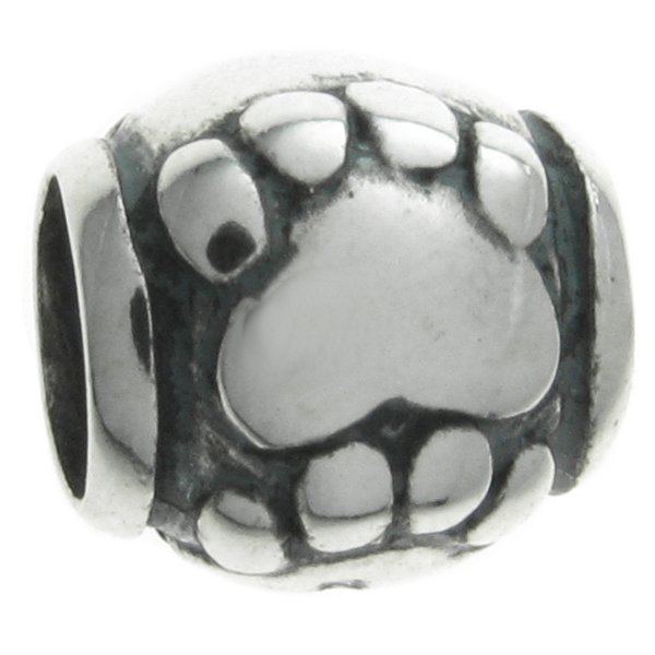 Sterling Silver Bear Paw FOOT Footprint Bead 9mm for European Charm Bracelets