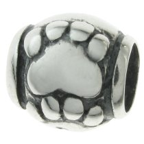 Sterling Silver Bear Paw FOOT Footprint Bead 9mm for European Charm Bracelets
