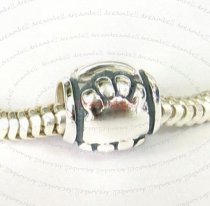 Sterling Silver Bear Paw FOOT Footprint Bead 9mm for European Charm Bracelets