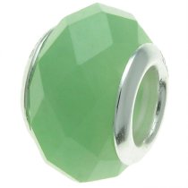 Sterling Silver Jade Faceted Bead for European Charm Bracelets 12.2mm