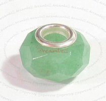 Sterling Silver Jade Faceted Bead for European Charm Bracelets 12.2mm