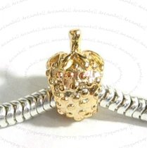 14k real gold Plated 925 Sterling Silver Silver Strawberry bead for European Charm Bracelets