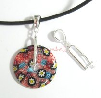 STR SILVER DONUT HOLDER CHANGEABLE PENDANT BAIL CLASP SLIDER 40mm