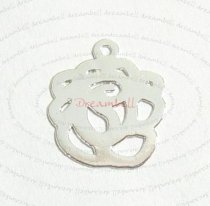 2x Sterling Silver ROSE Flower Charm Dangle Bead 14.5mm