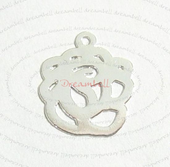 2x Sterling Silver ROSE Flower Charm Dangle Bead 14.5mm