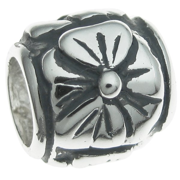 Sterling Silver Flower Bead for European Charm Bracelets