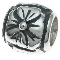 Sterling Silver Flower Bead for European Charm Bracelets