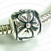 Sterling Silver Flower Bead for European Charm Bracelets