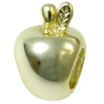14k Real Gold on 925 Sterling Silver Silver Silver Cute Golden Apple Bead for European Charm Bracelets