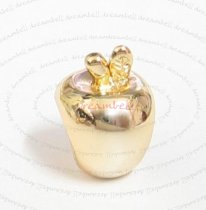 14k Real Gold on 925 Sterling Silver Silver Silver Cute Golden Apple Bead for European Charm Bracelets
