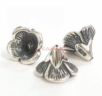 2x Antique Sterling Silver Bead Flower Cone Cap 6.5m x 9mm