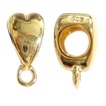 1x Real Gold silver Pendant Charm Connector Cord Heart Slide for European Charm Bracelets