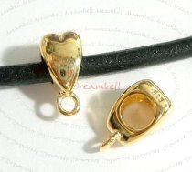 1x Real Gold silver Pendant Charm Connector Cord Heart Slide for European Charm Bracelets
