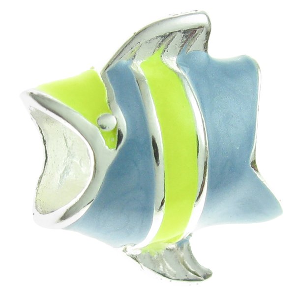 Sterling Silver Enamel Angel Fish Enamel bead for European Charm Bracelets