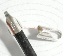 4x STERLING SILVER BRIGHT 4mm ROUND LEATHER Cord END CAP