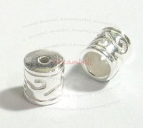2X Sterling silver Flower leather cord caps Bead 4mm