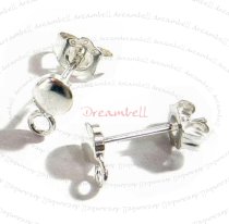 2x STERLING SILVER Earring posts ROUND COIN with loop