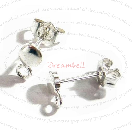 2x STERLING SILVER Earring posts ROUND COIN with loop