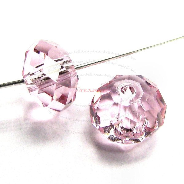 2x Swarovski Crystal Elements 5040 Briolette Bead Rondelle Spacer Light Rose 12mm
